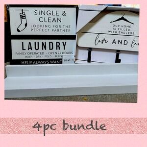 Black/White 4 pc. set laundry room decor NWT